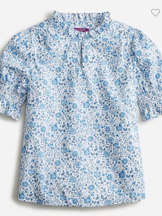 J. Crew Tops - J. Crew Ruffleneck Keyhole Top in Liberty Grace Emily Bell fabric Cotton Medium